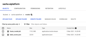 AI-Platform Folder where the files are stored after the training