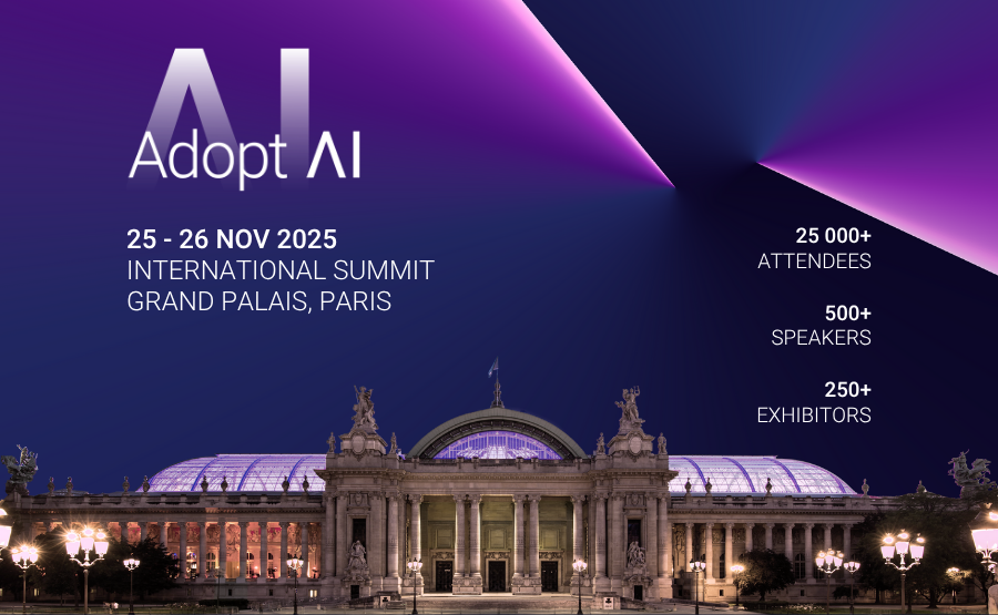 Template – Banner website Artefact hosts the international summit Adopt AI on November 25 and 26, 2025, at the Grand Palais in Paris.