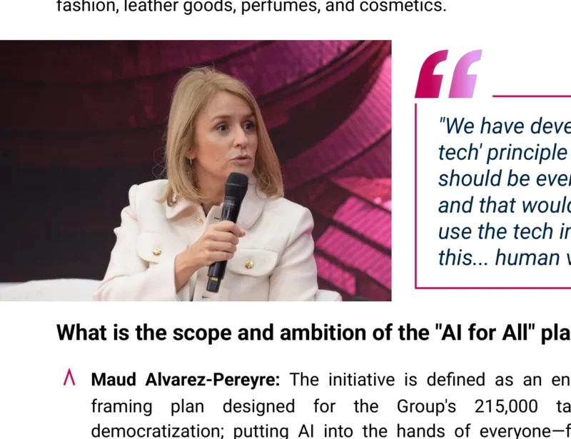 Session "AI for all: LVMH's plan to scale AI in luxury, guided by its values" on stage at Adopt AI Grand Palais 2025