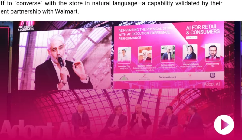 Session "Reinventing the physical store with AI: execution, experience, performance" on stage at Adopt AI Grand Palais 2025