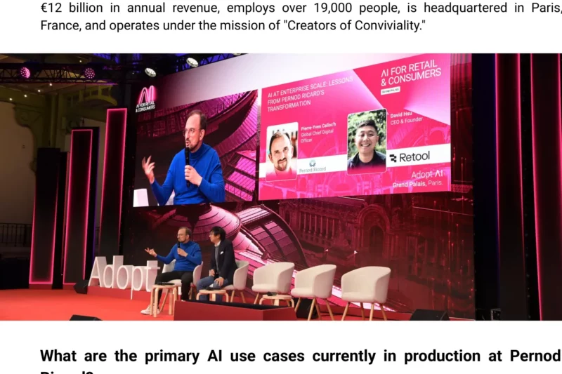 Session "AI at enterprise scale: lessons from Pernod Ricard's transformation" on stage at Adopt AI Grand Palais 2025