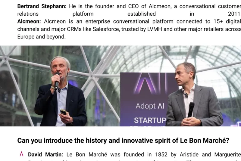 Session "Luxury customer care in the era of AI: the Le Bon Marché use case" on stage at Adopt AI Grand Palais 2025